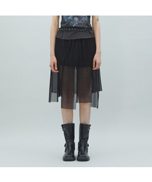 LALAFOX（ララフォックス）の「メッシュレイヤードミディスカート レイヤードスカート ブラック BR2WS006（スカート）」