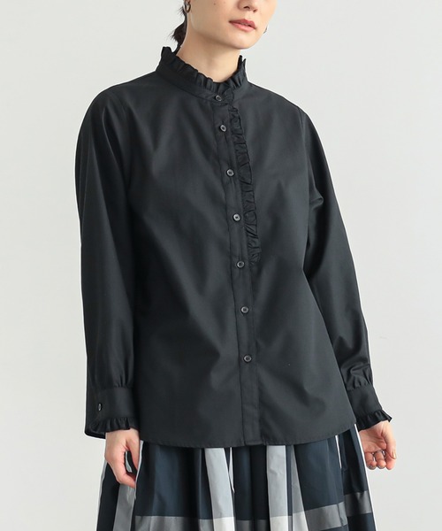 n'OrLABEL（ノアールレーベル）の「『ギャザーフリルブラウス』（シャツ/ブラウス・レディース・オフホワイト/ブラック・1/2）」の2枚目の写真