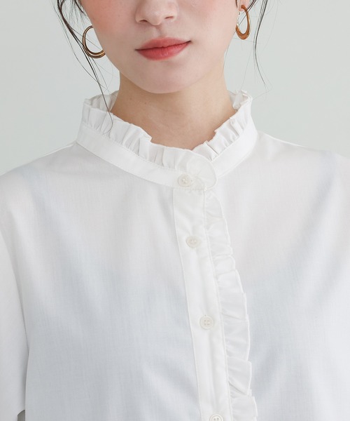 n'OrLABEL（ノアールレーベル）の「『ギャザーフリルブラウス』（シャツ/ブラウス・レディース・オフホワイト/ブラック・1/2）」の14枚目の写真