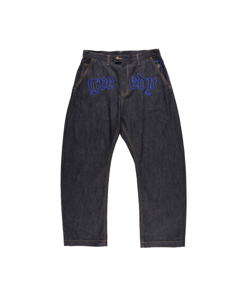OURPOCKETS(アワーポケッツ)の「グリッドミッドライズカーブデニムパンツ(インディゴデニム)(デニムパンツ・レディース・ダークネイビー・MEDIUM/LARGE/X-LARGE)」の4枚目の写真
