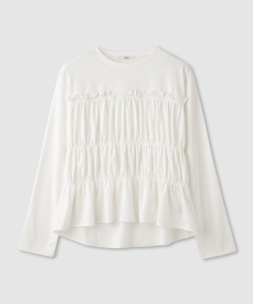 Mac-House(マックハウス)の「シャリングギャザープルオーバー(Tシャツ/カットソー・レディース・オフホワイト/グレー/ブラック・FREE)」の9枚目の写真