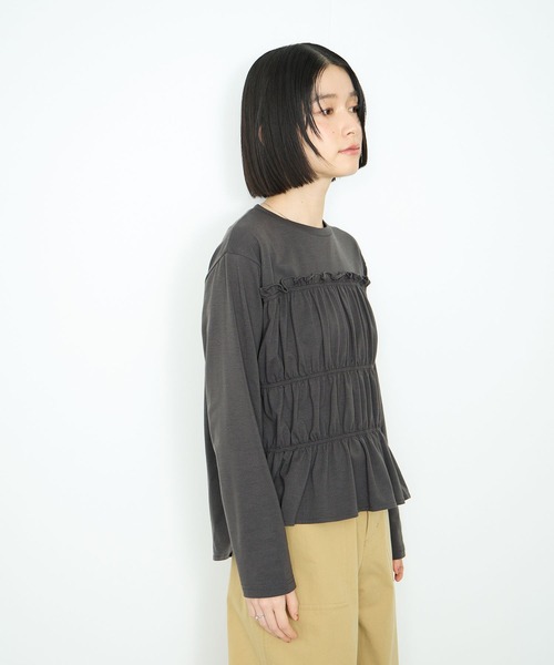 Mac-House(マックハウス)の「シャリングギャザープルオーバー(Tシャツ/カットソー・レディース・オフホワイト/グレー/ブラック・FREE)」の20枚目の写真