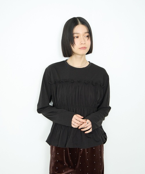 Mac-House(マックハウス)の「シャリングギャザープルオーバー(Tシャツ/カットソー・レディース・オフホワイト/グレー/ブラック・FREE)」の14枚目の写真