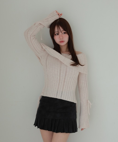 M DOLLY(エムドリー)の「pleats melia mini skirt/プリーツレイヤードメリアミニスカート(スカート・レディース・ブラウン/ブラック・S/M)」の6枚目の写真
