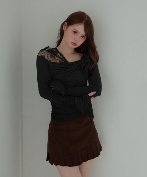 M DOLLY(エムドリー)の「pleats melia mini skirt/プリーツレイヤードメリアミニスカート(スカート・レディース・ブラウン/ブラック・S/M)」の10枚目の写真