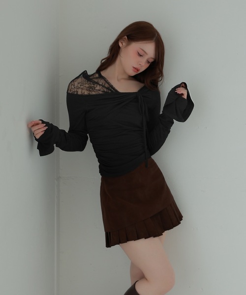 M DOLLY(エムドリー)の「pleats melia mini skirt/プリーツレイヤードメリアミニスカート(スカート・レディース・ブラウン/ブラック・S/M)」の11枚目の写真