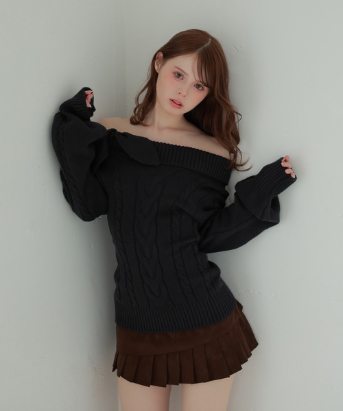 M DOLLY(エムドリー)の「pleats melia mini skirt/プリーツレイヤードメリアミニスカート(スカート・レディース・ブラウン/ブラック・S/M)」の13枚目の写真
