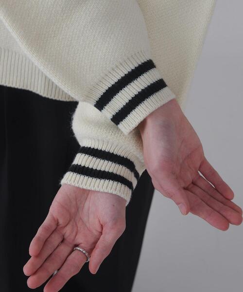 BROWNY（ブラウニー）の「BROWNY/ワンポイント刺繍ニットポロ（ニット/セーター・メンズ・ホワイト/ネイビー・LARGE/MEDIUM）」の9枚目の写真