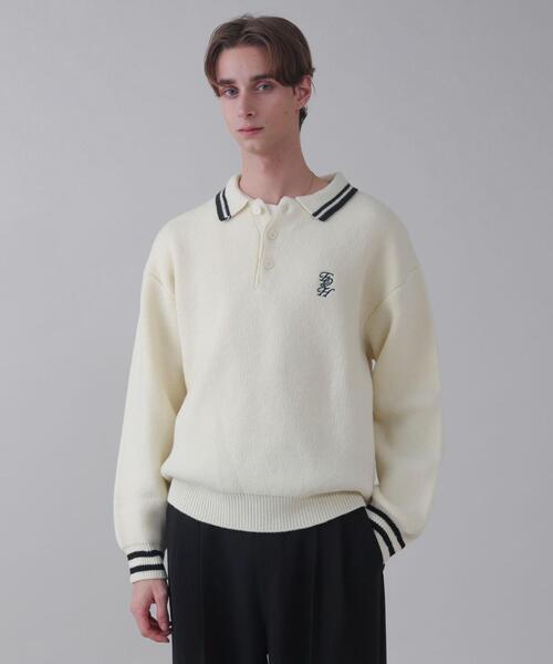 BROWNY（ブラウニー）の「BROWNY/ワンポイント刺繍ニットポロ（ニット/セーター・メンズ・ホワイト/ネイビー・LARGE/MEDIUM）」の11枚目の写真