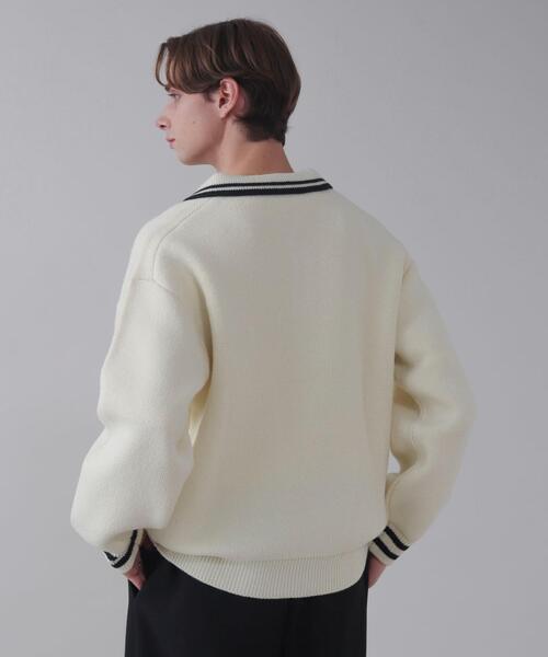 BROWNY（ブラウニー）の「BROWNY/ワンポイント刺繍ニットポロ（ニット/セーター・メンズ・ホワイト/ネイビー・LARGE/MEDIUM）」の13枚目の写真