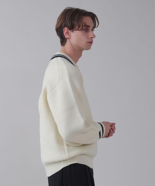 BROWNY（ブラウニー）の「BROWNY/ワンポイント刺繍ニットポロ（ニット/セーター・メンズ・ホワイト/ネイビー・LARGE/MEDIUM）」の14枚目の写真