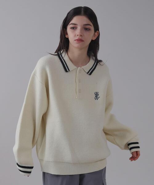 BROWNY（ブラウニー）の「BROWNY/ワンポイント刺繍ニットポロ（ニット/セーター・メンズ・ホワイト/ネイビー・LARGE/MEDIUM）」の19枚目の写真