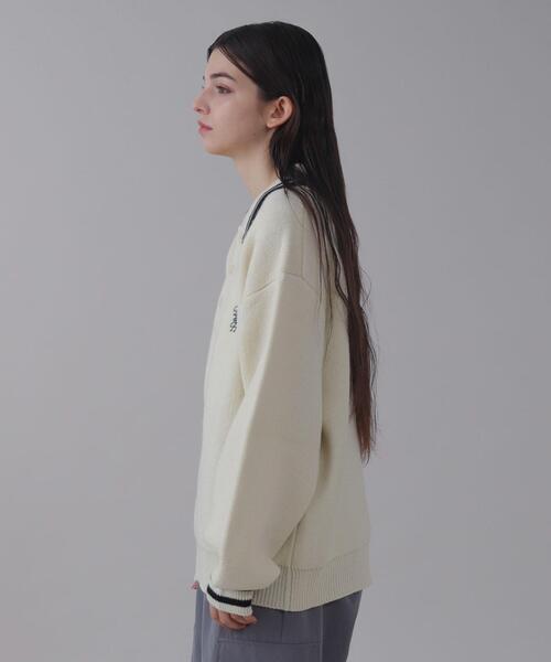 BROWNY（ブラウニー）の「BROWNY/ワンポイント刺繍ニットポロ（ニット/セーター・メンズ・ホワイト/ネイビー・LARGE/MEDIUM）」の20枚目の写真