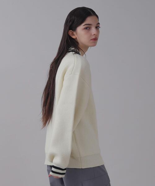 BROWNY（ブラウニー）の「BROWNY/ワンポイント刺繍ニットポロ（ニット/セーター・メンズ・ホワイト/ネイビー・LARGE/MEDIUM）」の22枚目の写真