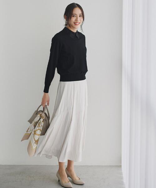 UNTITLED（アンタイトル）の「【洗える/カジュアルフォーマル】2WAYレース襟ニットプルオーバー（ニット/セーター・レディース・ブラック/ネイビー・44/04/02/00/48）」の12枚目の写真