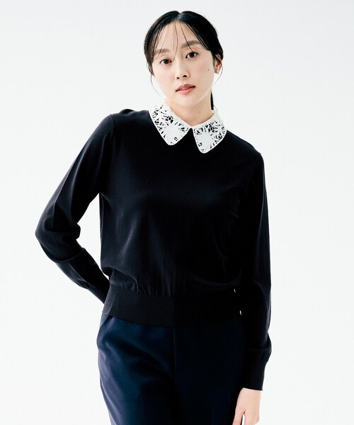 UNTITLED（アンタイトル）の「【洗える/カジュアルフォーマル】2WAYレース襟ニットプルオーバー（ニット/セーター・レディース・ブラック/ネイビー・44/04/02/00/48）」の20枚目の写真