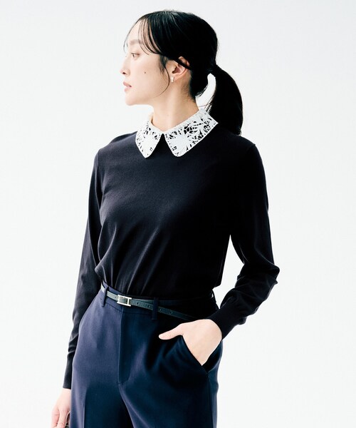 UNTITLED（アンタイトル）の「【洗える/カジュアルフォーマル】2WAYレース襟ニットプルオーバー（ニット/セーター・レディース・ブラック/ネイビー・44/04/02/00/48）」の21枚目の写真