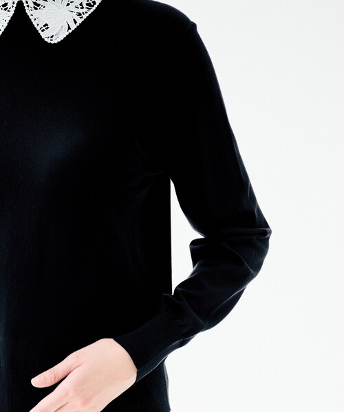 UNTITLED（アンタイトル）の「【洗える/カジュアルフォーマル】2WAYレース襟ニットプルオーバー（ニット/セーター・レディース・ブラック/ネイビー・44/04/02/00/48）」の7枚目の写真