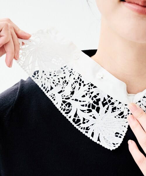 UNTITLED（アンタイトル）の「【洗える/カジュアルフォーマル】2WAYレース襟ニットプルオーバー（ニット/セーター・レディース・ブラック/ネイビー・44/04/02/00/48）」の9枚目の写真