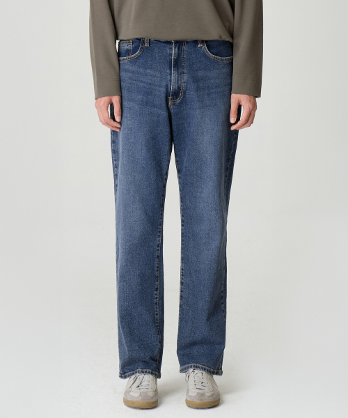 Semi-wide straight denim DARK NAVY