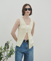 Filo Hook Knit Vest Cream