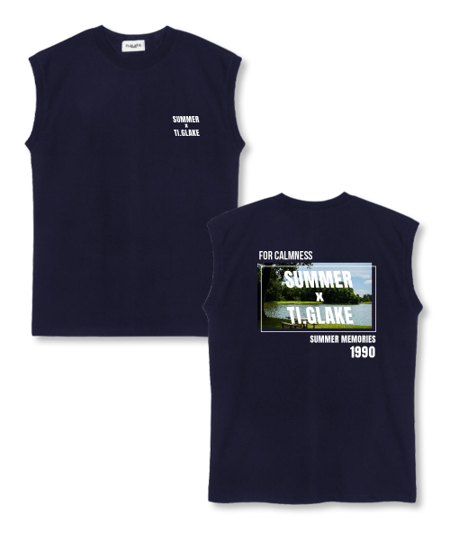 TI.GLAKE(ティーグレイク)の「サマーメモリーオーバーサイズノースリーブTシャツネイビー(Tシャツ/カットソー・レディース・その他・LARGE/X-LARGE/XX-LARGE)」の1枚目の写真