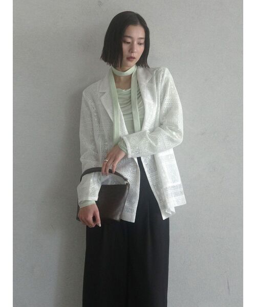 LAGUNAMOON(ラグナムーン)の「タイルパターンレースダブルジャケット 【夏服】(テーラードジャケット・レディース・ブラック/ホワイト・FREE)」の16枚目の写真