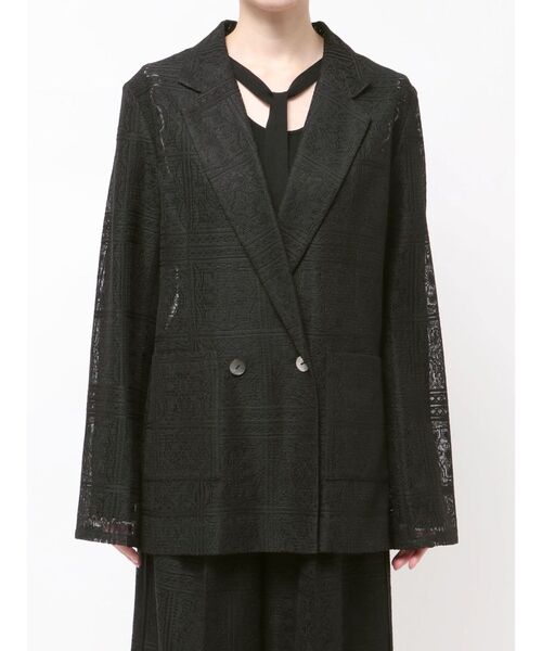 LAGUNAMOON(ラグナムーン)の「タイルパターンレースダブルジャケット 【夏服】(テーラードジャケット・レディース・ブラック/ホワイト・FREE)」の15枚目の写真
