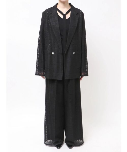 LAGUNAMOON(ラグナムーン)の「タイルパターンレースダブルジャケット 【夏服】(テーラードジャケット・レディース・ブラック/ホワイト・FREE)」の11枚目の写真