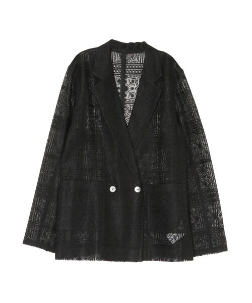 LAGUNAMOON(ラグナムーン)の「タイルパターンレースダブルジャケット 【夏服】(テーラードジャケット・レディース・ブラック/ホワイト・FREE)」の8枚目の写真