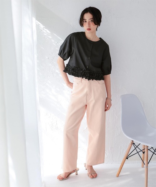 titivate(ティティベイト)の「裾ダブルフリルハーフスリーブブラウス(シャツ/ブラウス・レディース・ネイビー/オフホワイト/ブルー/ブラック・L/M)」の17枚目の写真