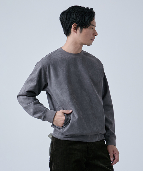 B.C STOCK（ベーセーストック）の「フェイクスエード クルーネックプルオーバー（スウェット・メンズ・ブラック/アイボリー/チャコールグレー/ブルー系その他・MEDIUM/LARGE）」の10枚目の写真