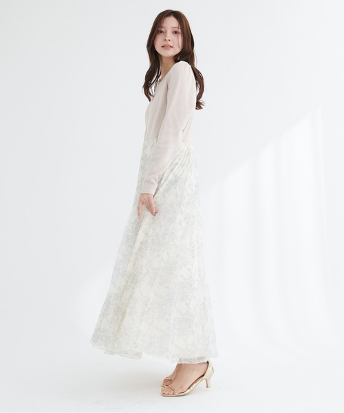 natural couture（ナチュラルクチュール）の「花柄チュールワンピース（ワンピース・レディース・グレー系その他/ブルー系その他/ネイビー/ベージュ系その他・FREE）」の3枚目の写真