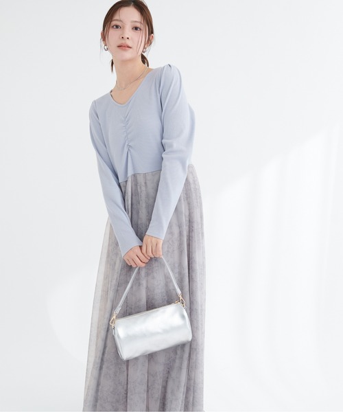 natural couture（ナチュラルクチュール）の「花柄チュールワンピース（ワンピース・レディース・グレー系その他/ブルー系その他/ネイビー/ベージュ系その他・FREE）」の4枚目の写真