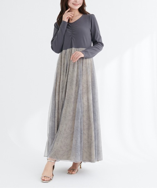 natural couture（ナチュラルクチュール）の「花柄チュールワンピース（ワンピース・レディース・グレー系その他/ブルー系その他/ネイビー/ベージュ系その他・FREE）」の8枚目の写真