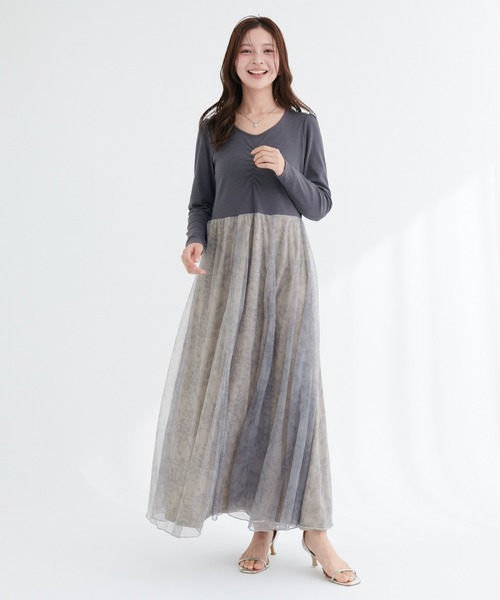 natural couture（ナチュラルクチュール）の「花柄チュールワンピース（ワンピース・レディース・グレー系その他/ブルー系その他/ネイビー/ベージュ系その他・FREE）」の9枚目の写真