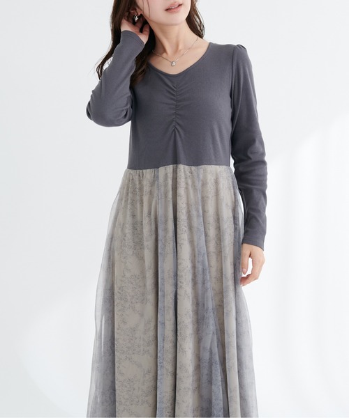 natural couture（ナチュラルクチュール）の「花柄チュールワンピース（ワンピース・レディース・グレー系その他/ブルー系その他/ネイビー/ベージュ系その他・FREE）」の11枚目の写真