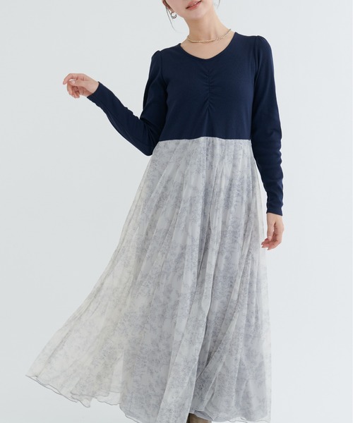 natural couture（ナチュラルクチュール）の「花柄チュールワンピース（ワンピース・レディース・グレー系その他/ブルー系その他/ネイビー/ベージュ系その他・FREE）」の7枚目の写真