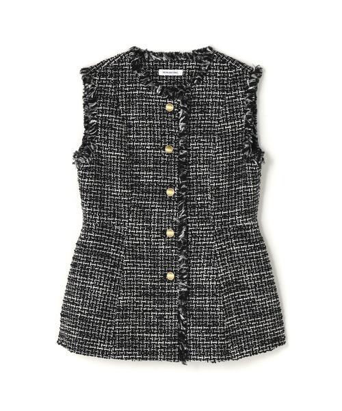 NATURAL BEAUTY BASIC（ナチュラルビューティーベーシック）の「◇ツイードシリーズ ペプラムジレ（その他アウター・レディース・ホワイト系その他/ブラック系その他・SMALL/MEDIUM）」の3枚目の写真