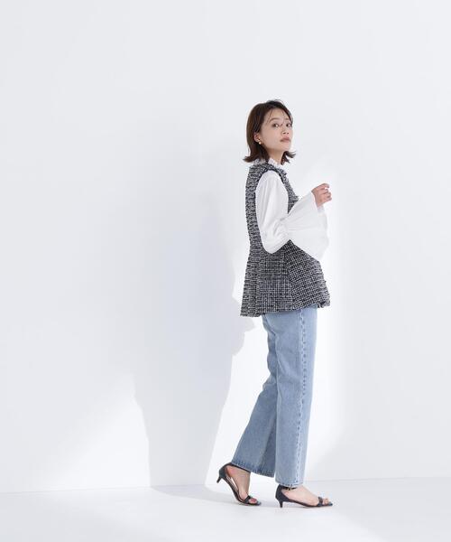 NATURAL BEAUTY BASIC（ナチュラルビューティーベーシック）の「◇ツイードシリーズ ペプラムジレ（その他アウター・レディース・ホワイト系その他/ブラック系その他・SMALL/MEDIUM）」の4枚目の写真