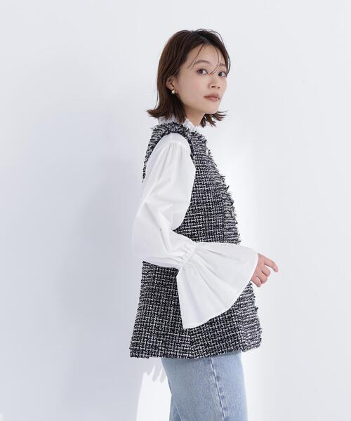 NATURAL BEAUTY BASIC（ナチュラルビューティーベーシック）の「◇ツイードシリーズ ペプラムジレ（その他アウター・レディース・ホワイト系その他/ブラック系その他・SMALL/MEDIUM）」の7枚目の写真