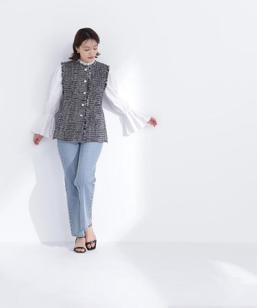 NATURAL BEAUTY BASIC（ナチュラルビューティーベーシック）の「◇ツイードシリーズ ペプラムジレ（その他アウター・レディース・ホワイト系その他/ブラック系その他・SMALL/MEDIUM）」の8枚目の写真