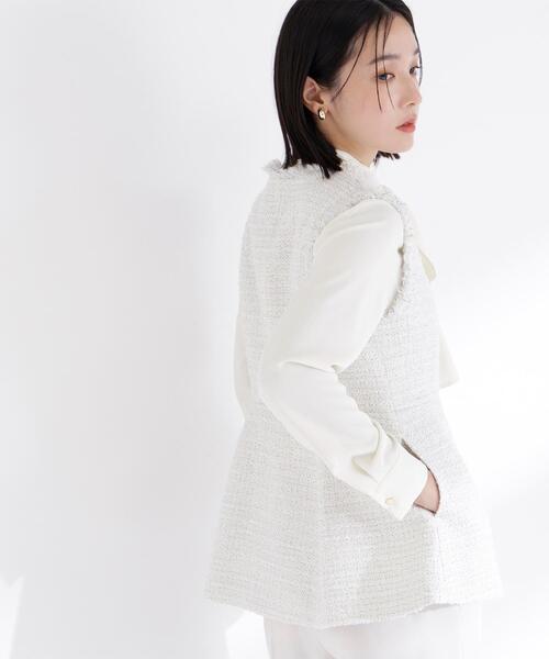 NATURAL BEAUTY BASIC（ナチュラルビューティーベーシック）の「◇ツイードシリーズ ペプラムジレ（その他アウター・レディース・ホワイト系その他/ブラック系その他・SMALL/MEDIUM）」の15枚目の写真