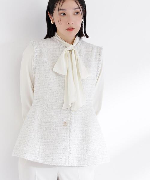 NATURAL BEAUTY BASIC（ナチュラルビューティーベーシック）の「◇ツイードシリーズ ペプラムジレ（その他アウター・レディース・ホワイト系その他/ブラック系その他・SMALL/MEDIUM）」の18枚目の写真