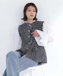 NATURAL BEAUTY BASIC | ◇ツイードシリーズ ペプラムジレ(その他アウター)