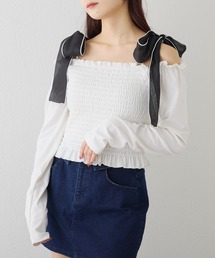 one after another NICE CLAUP | 肩リボンシャーリングインナー(Tシャツ/カットソー)