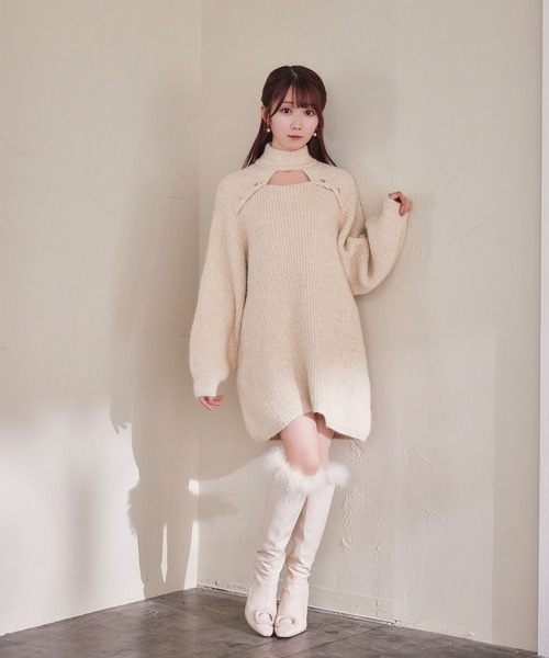 セール】decollete open knit o/p（ワンピース）｜Rose Muse（ロゼ