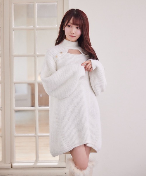 Rose Muse(ロゼミューズ)の「decollete open knit o/p(ワンピース・レディース・ホワイト/ベージュ・FREE)」の7枚目の写真
