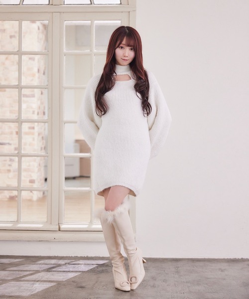 Rose Muse(ロゼミューズ)の「decollete open knit o/p(ワンピース・レディース・ホワイト/ベージュ・FREE)」の9枚目の写真