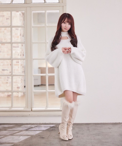 Rose Muse(ロゼミューズ)の「decollete open knit o/p(ワンピース・レディース・ホワイト/ベージュ・FREE)」の10枚目の写真